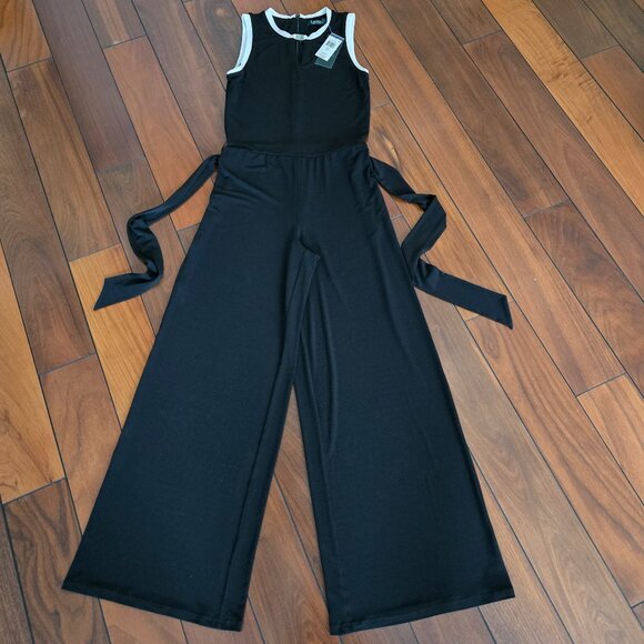 Ralph Lauren Wide Leg Belted Jumpsuit SZ S Black - Picture 7 of 10